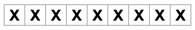 bir satırda içinde x olan dokuz kare